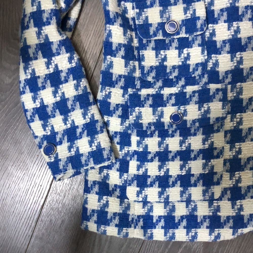 Joie houndstooth blue white oversized blazer - Picture 10 of 17